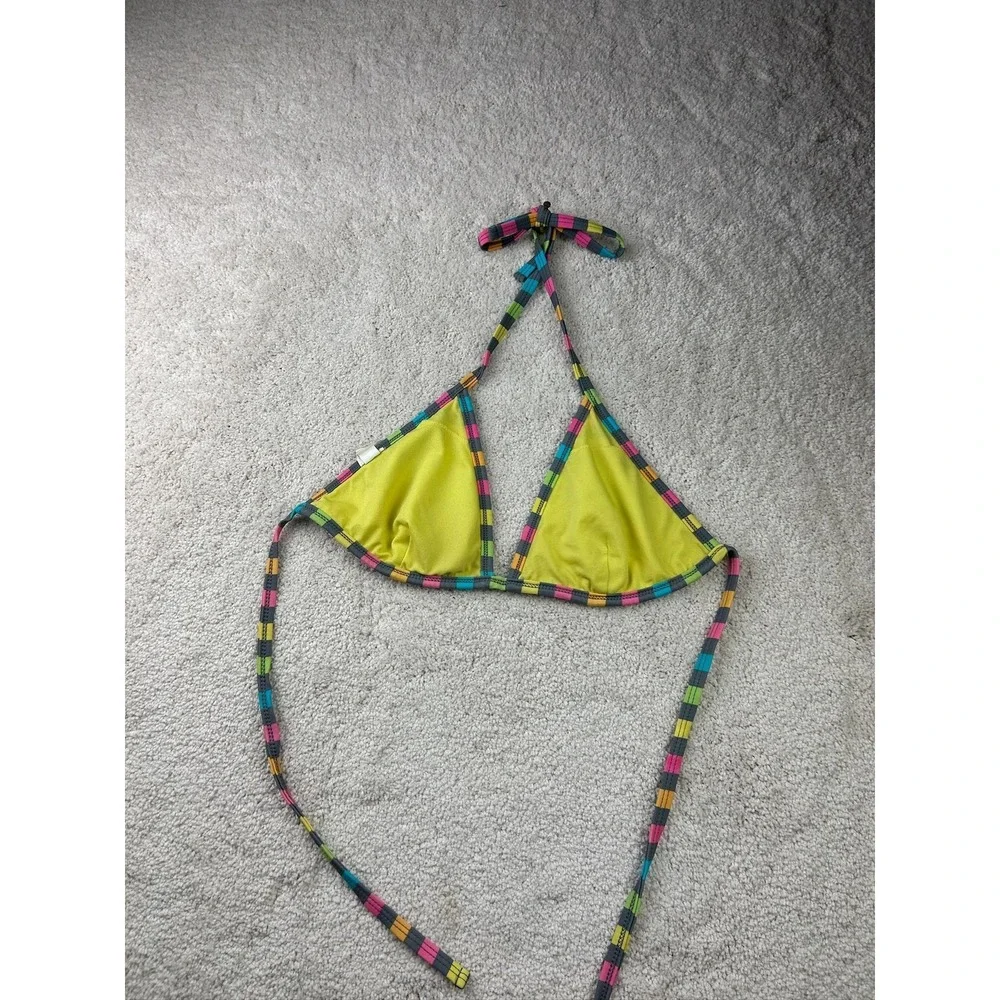 Xhilaration Bikini Top Womens‎ Medium Multicolor Stripe Triangle Swim Halter Tie